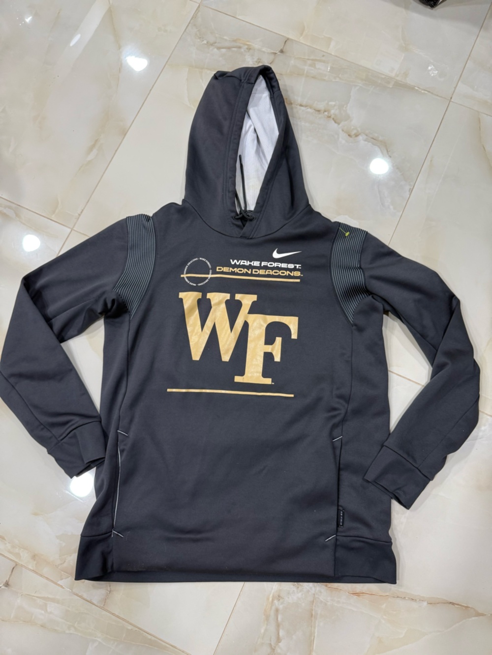 Nike Black and White Dri-FIT Hooded Training Top